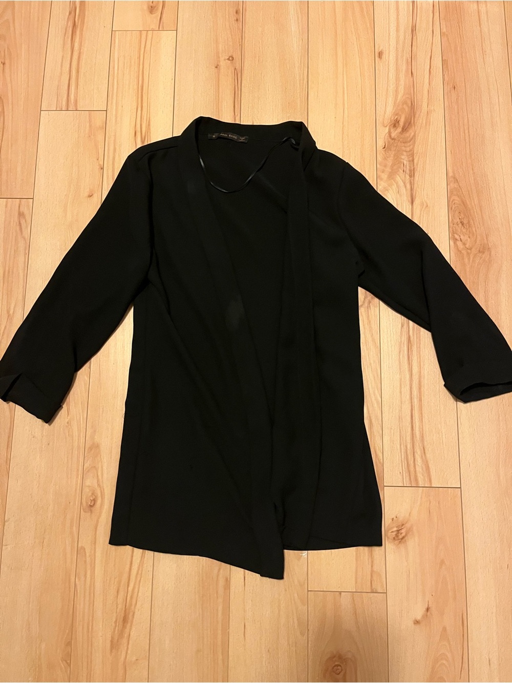 Black Open Front Blazer Jacket - Women's Sleek Layering Piece